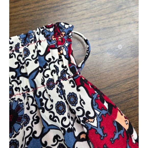 Red Blue Boho Elastic Waist Skirt S 100% Polyester Made In USA - Picture 4 of 13